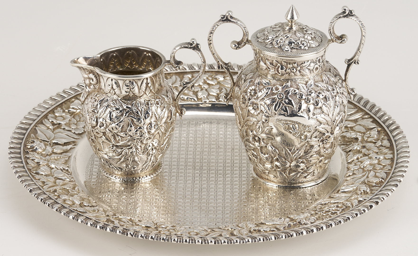 Lot 701: Sterling Bailey Banks Biddle Tray plus Justice & Arminger Cream/Sugar