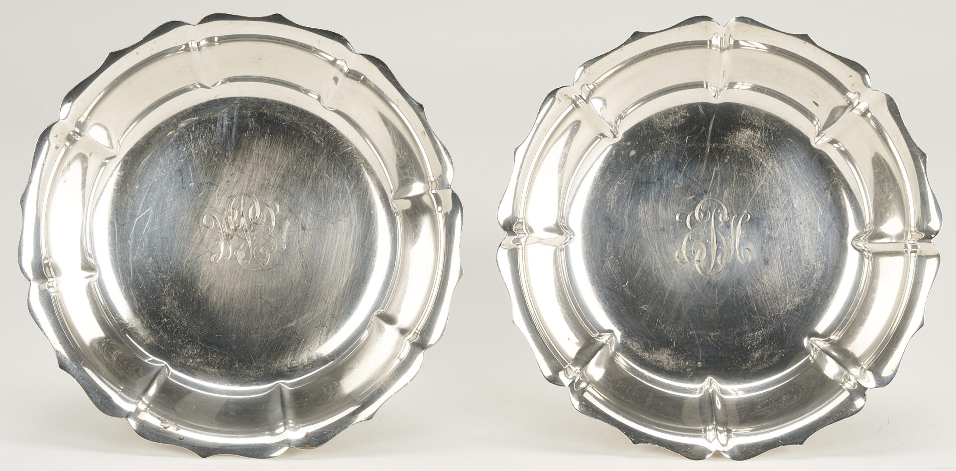 Lot 703: Pr. Sterling Pedestal Compotes & Oval Sterling Dish