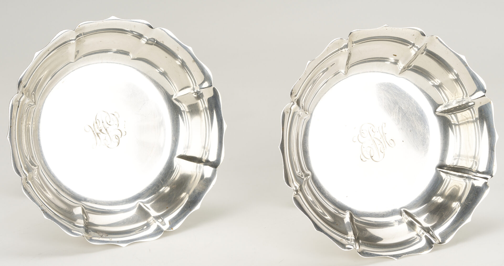 Lot 703: Pr. Sterling Pedestal Compotes & Oval Sterling Dish