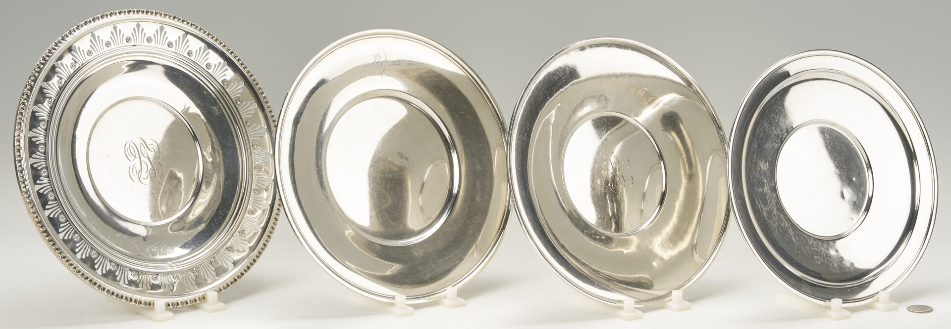 Lot 705: 4 Assorted Sterling Silver Plates