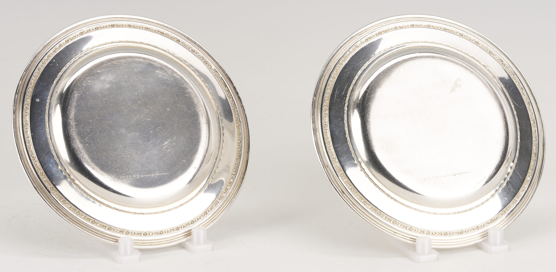 Lot 706: Kirk Sterling Pitcher plus 6 International Sterling Bread Plates