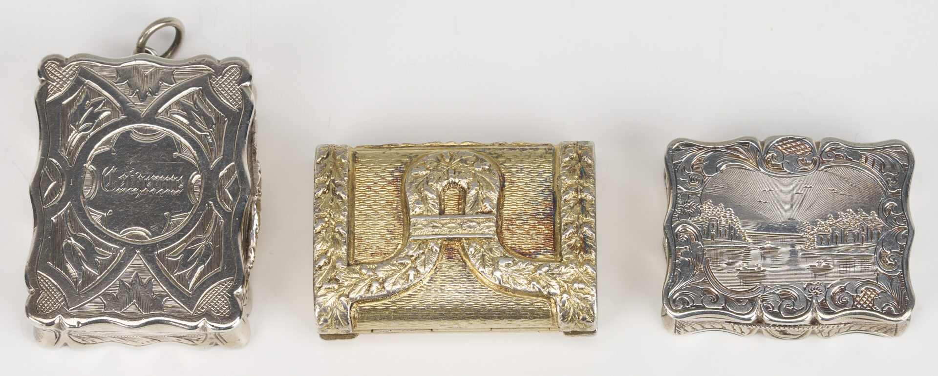 Lot 70: 3  Antique Silver Vinaigrettes incl. Purse Form