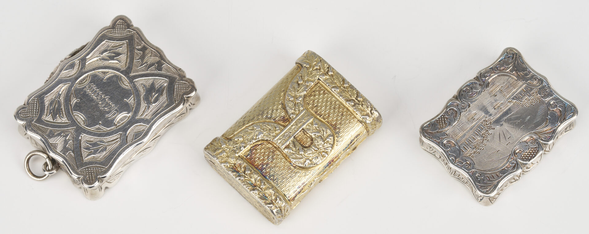 Lot 70: 3  Antique Silver Vinaigrettes incl. Purse Form