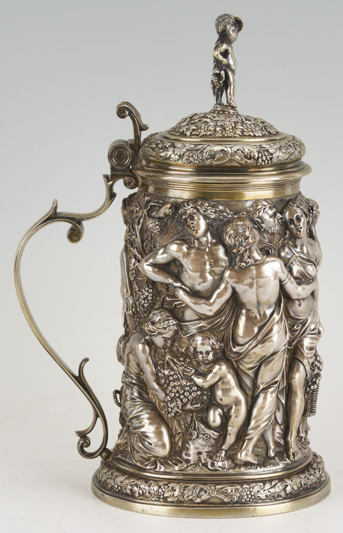 Lot 711: Elkington Electrotype Tankard plus 4 Candlesticks