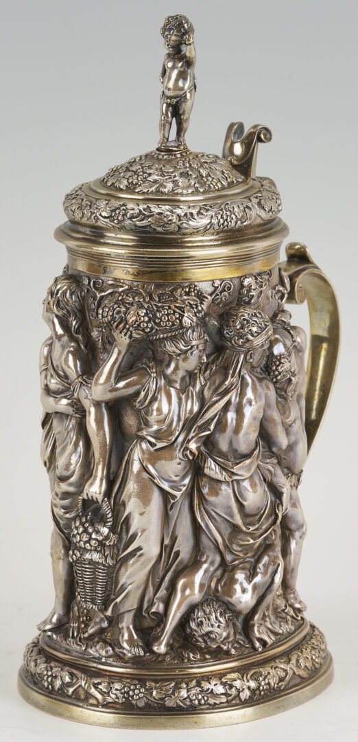 Lot 711: Elkington Electrotype Tankard plus 4 Candlesticks