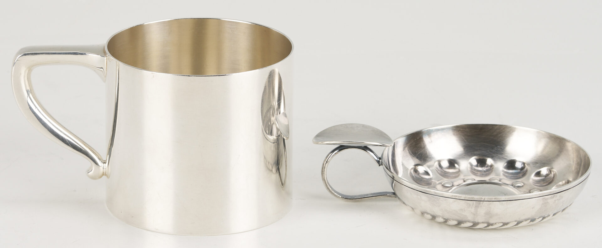 Lot 712: Sterling Caster & Mug Plus S/P Wine Cooler & Taster