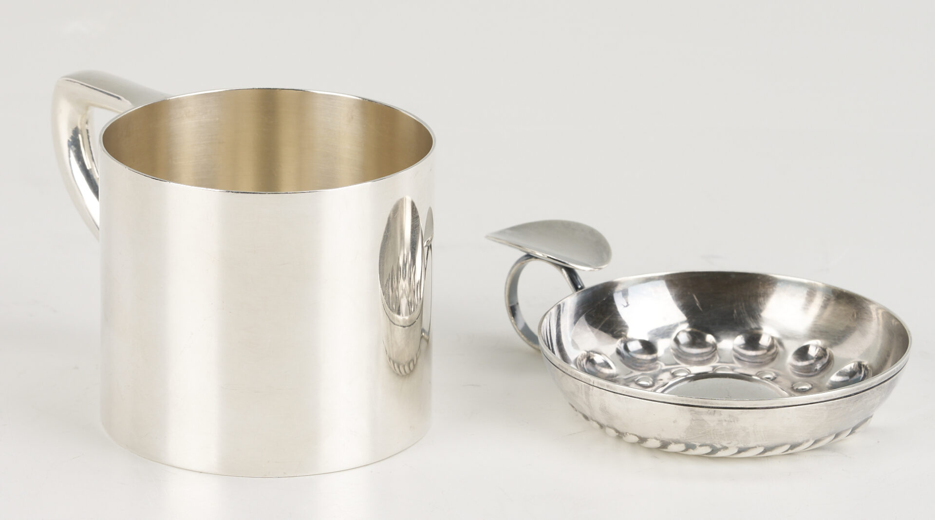 Lot 712: Sterling Caster & Mug Plus S/P Wine Cooler & Taster