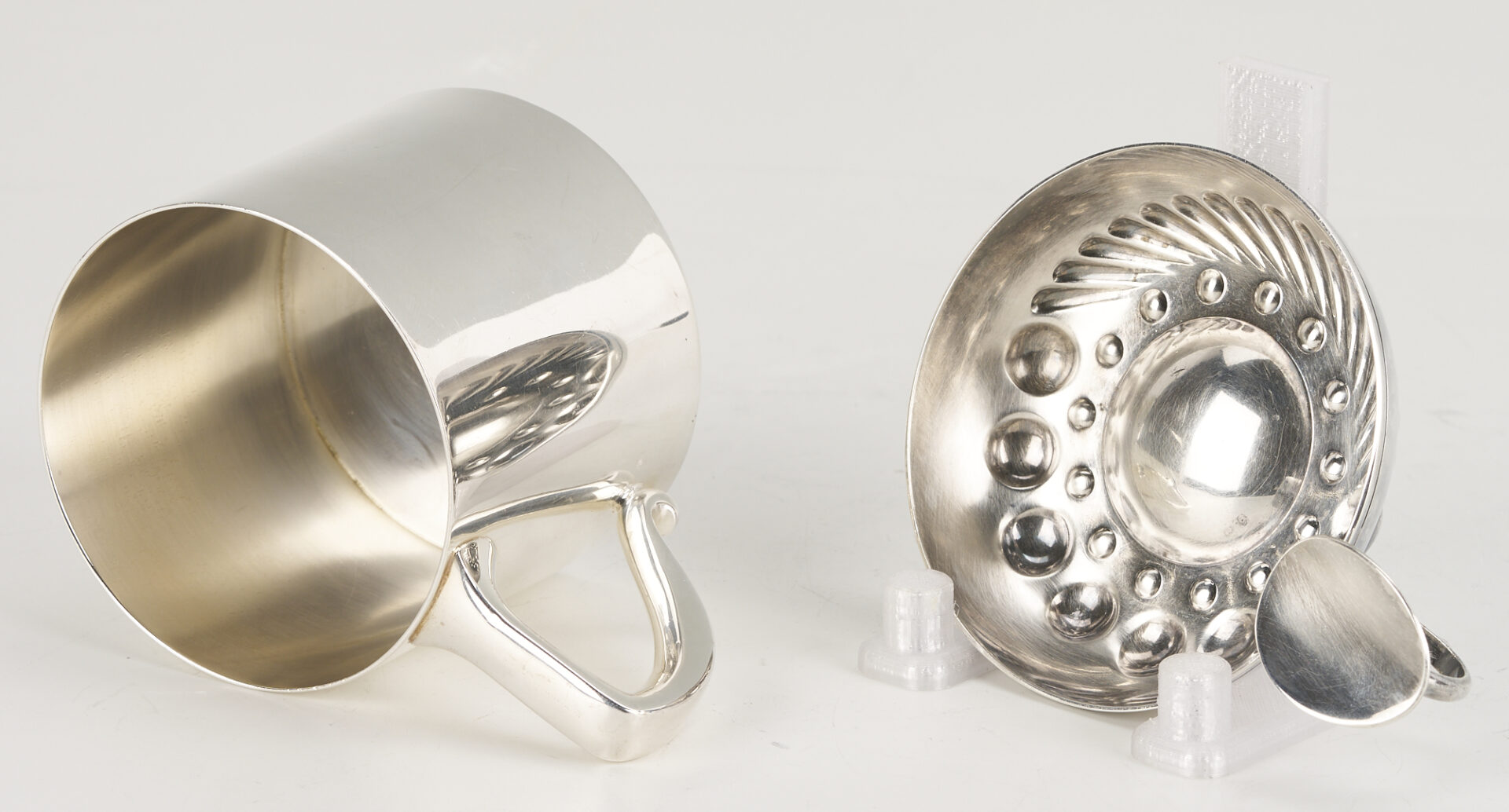 Lot 712: Sterling Caster & Mug Plus S/P Wine Cooler & Taster