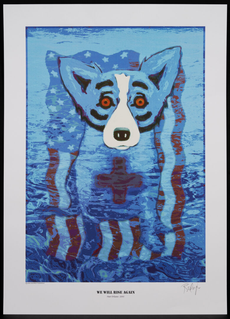 Lot 715: George Rodrigue Blue Dog Poster, We Will Rise Again