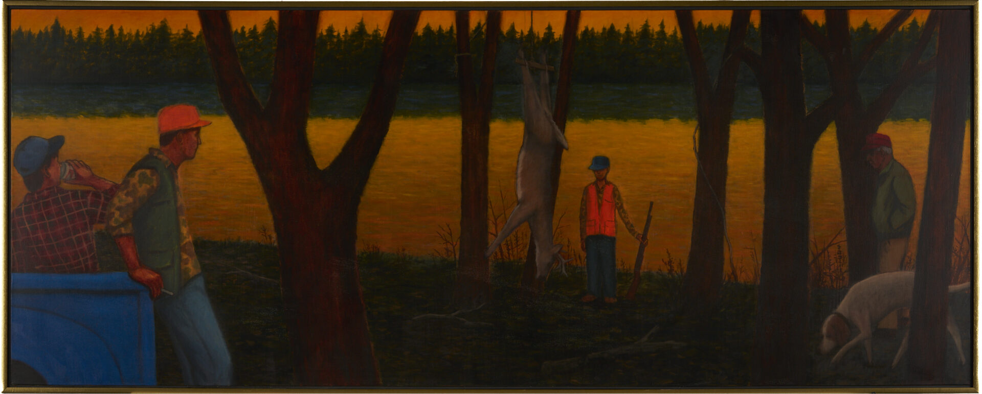 Lot 717: Large David Mah O/C Hunting Scene Painting, First Deer