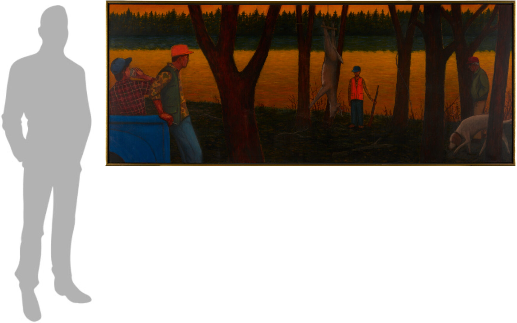 Lot 717: Large David Mah O/C Hunting Scene Painting, First Deer
