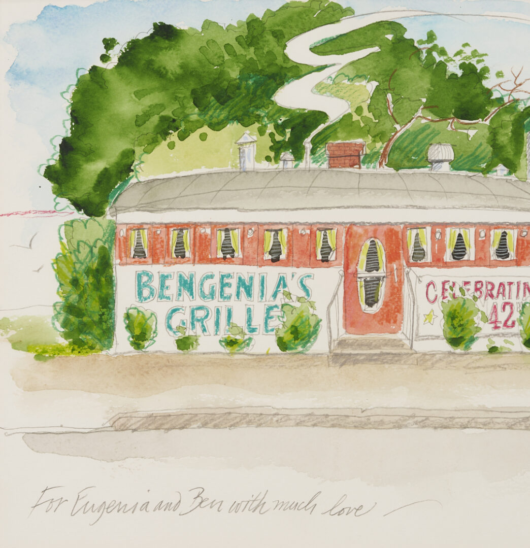 Lot 718: 3 John Baeder Artworks: Diner Watercolor, Sketch, & Card