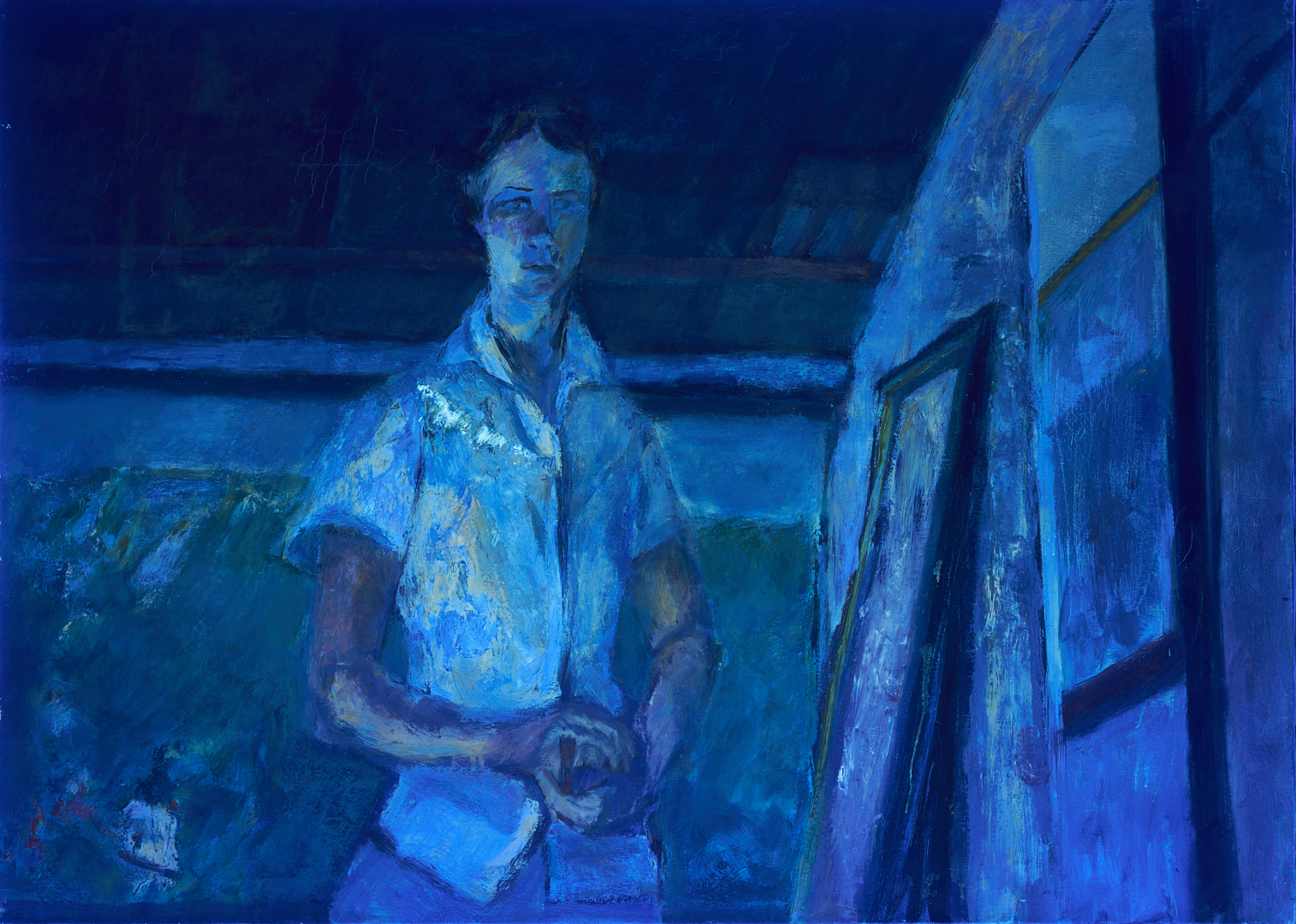 Lot 722: Joanna Higgs Ross O/C Painting, Self Portrait as a Young Artist