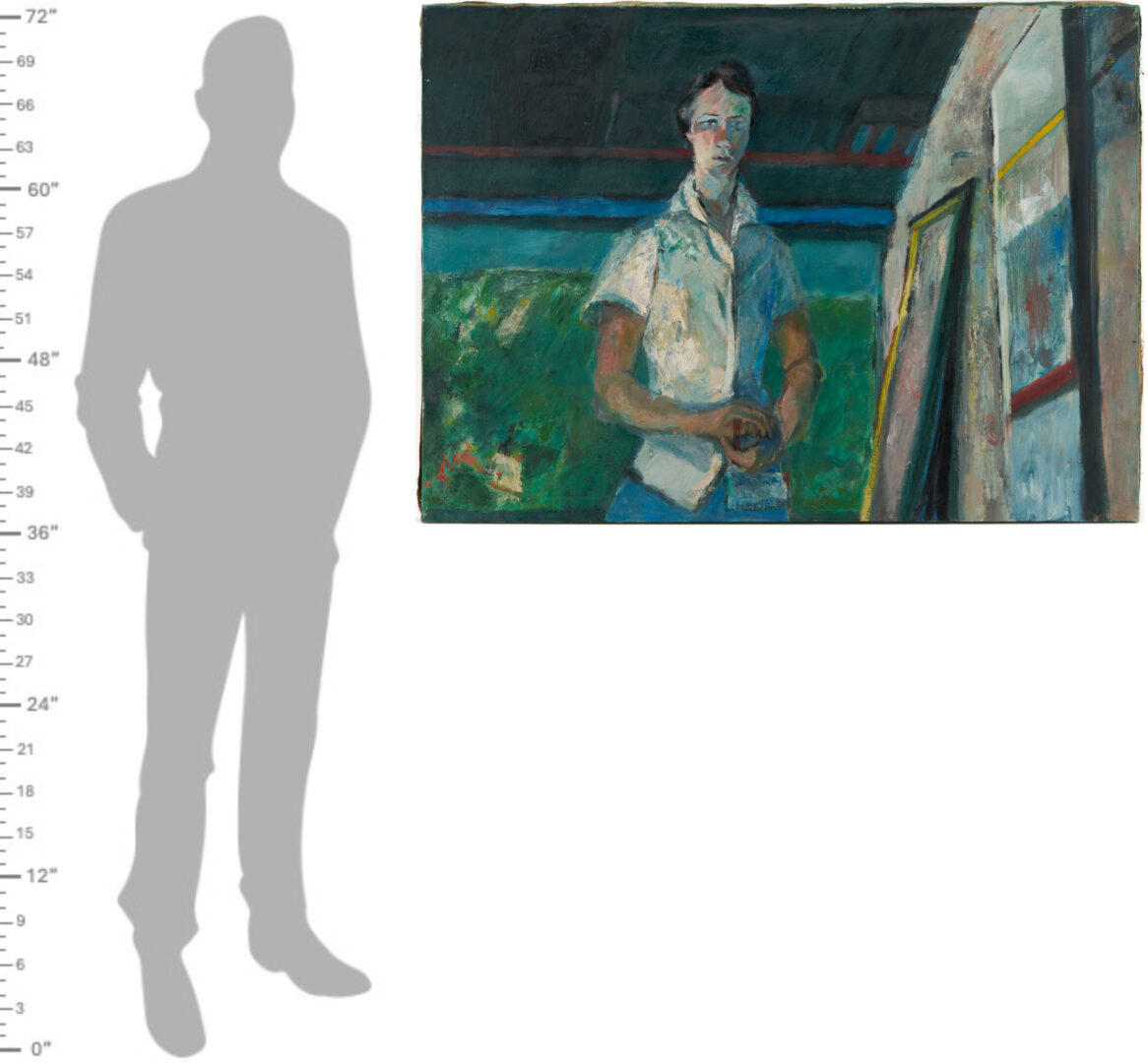 Lot 722: Joanna Higgs Ross O/C Painting, Self Portrait as a Young Artist