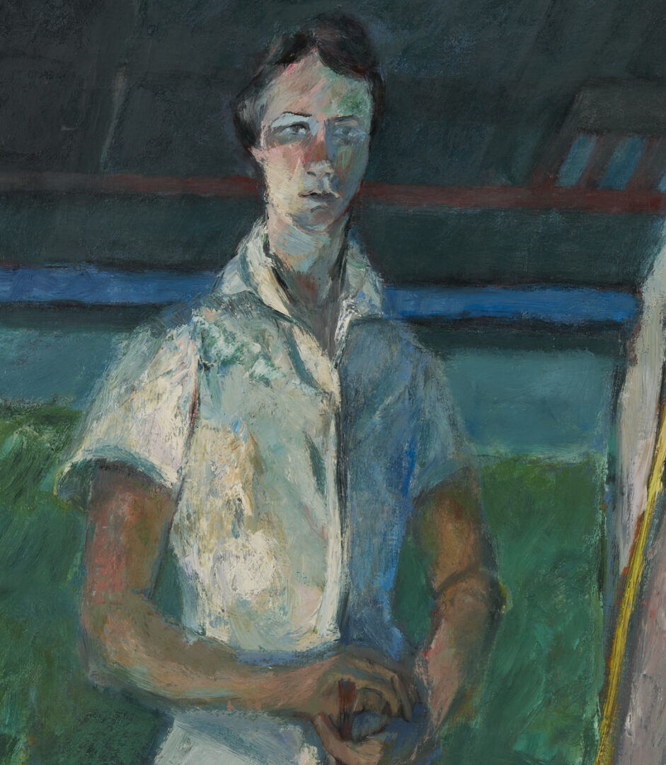 Lot 722: Joanna Higgs Ross O/C Painting, Self Portrait as a Young Artist