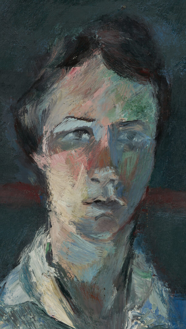 Lot 722: Joanna Higgs Ross O/C Painting, Self Portrait as a Young Artist