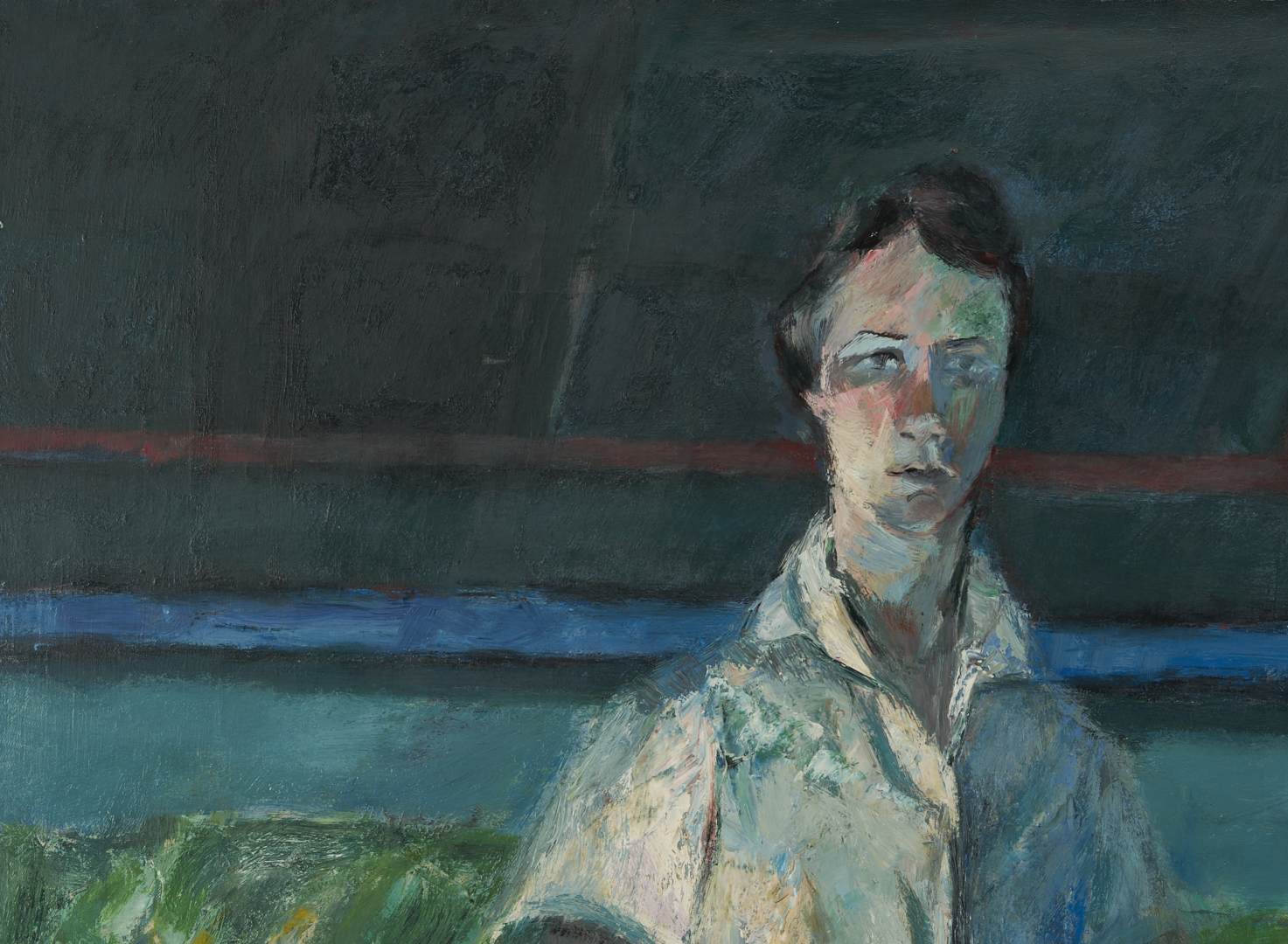Lot 722: Joanna Higgs Ross O/C Painting, Self Portrait as a Young Artist