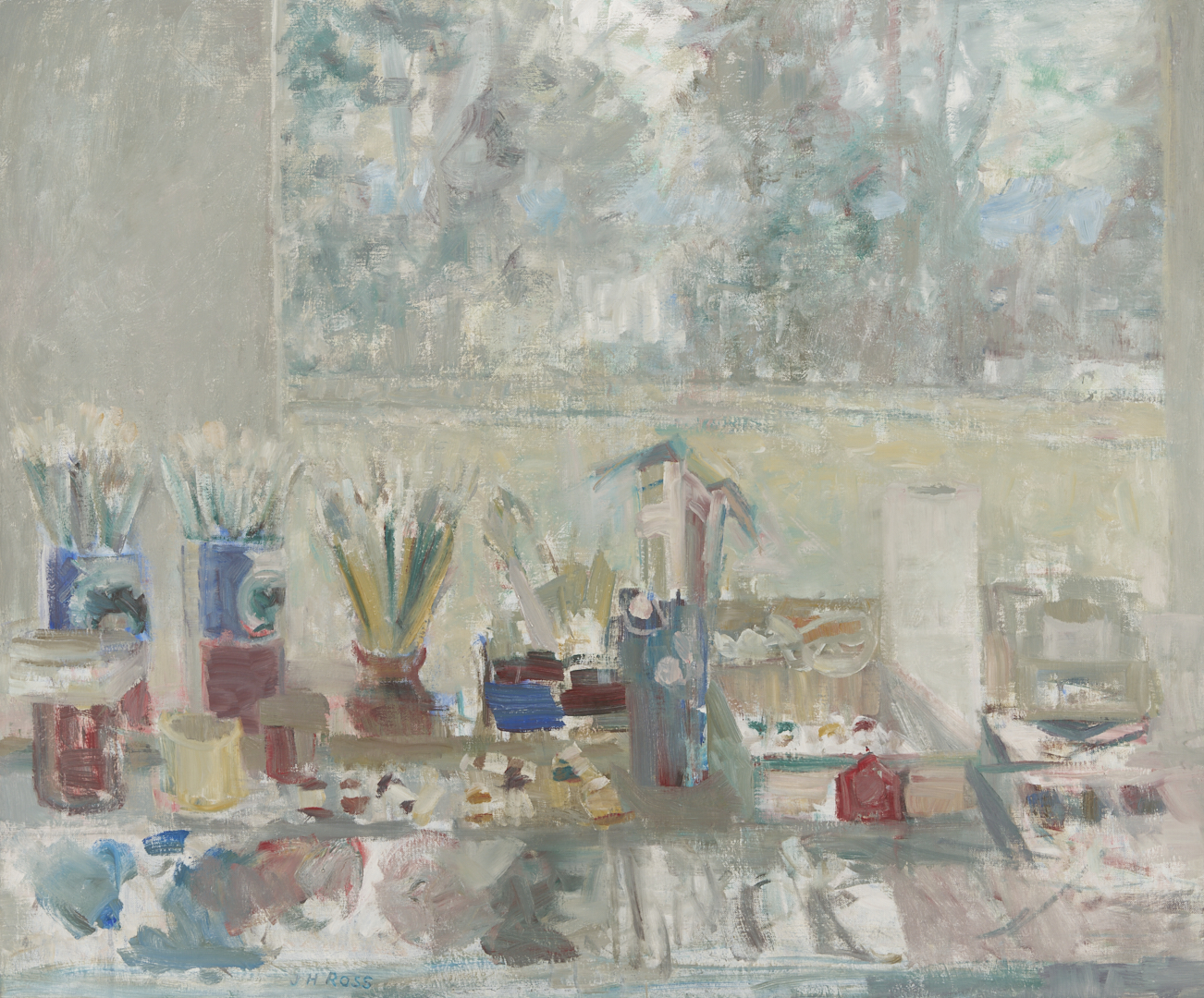 Lot 723: Exhibited Joanna Higgs Ross O/C Still Life Painting, Artist’s Studio
