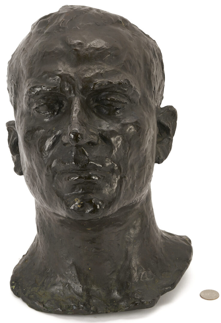 Lot 724: Bronze Male Head Sculpture, poss. Puryear Mims