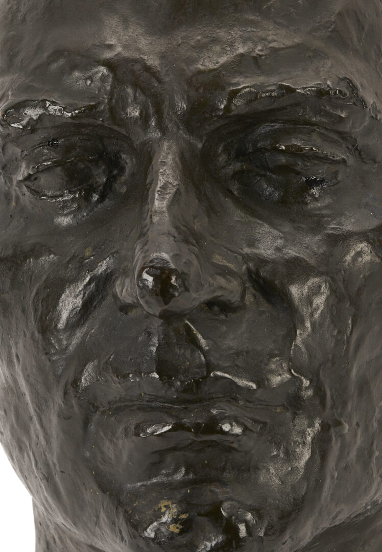 Lot 724: Bronze Male Head Sculpture, poss. Puryear Mims