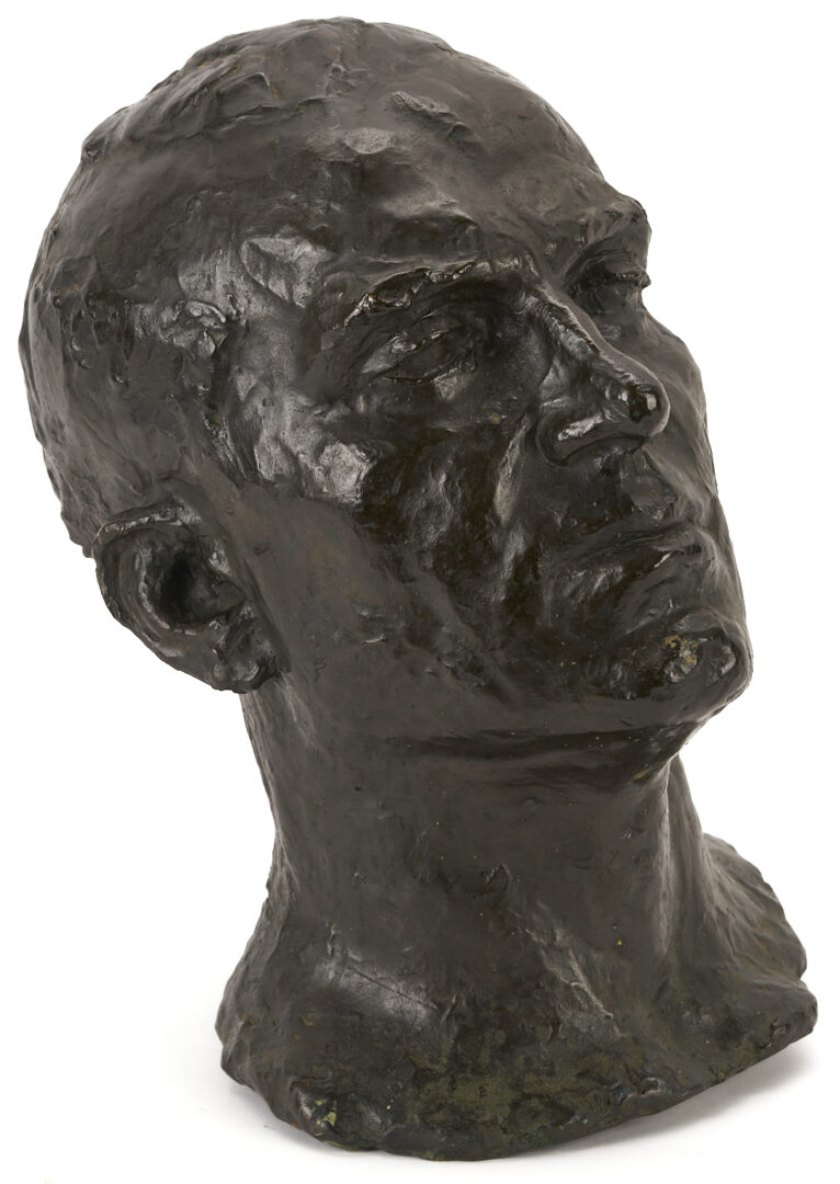 Lot 724: Bronze Male Head Sculpture, poss. Puryear Mims