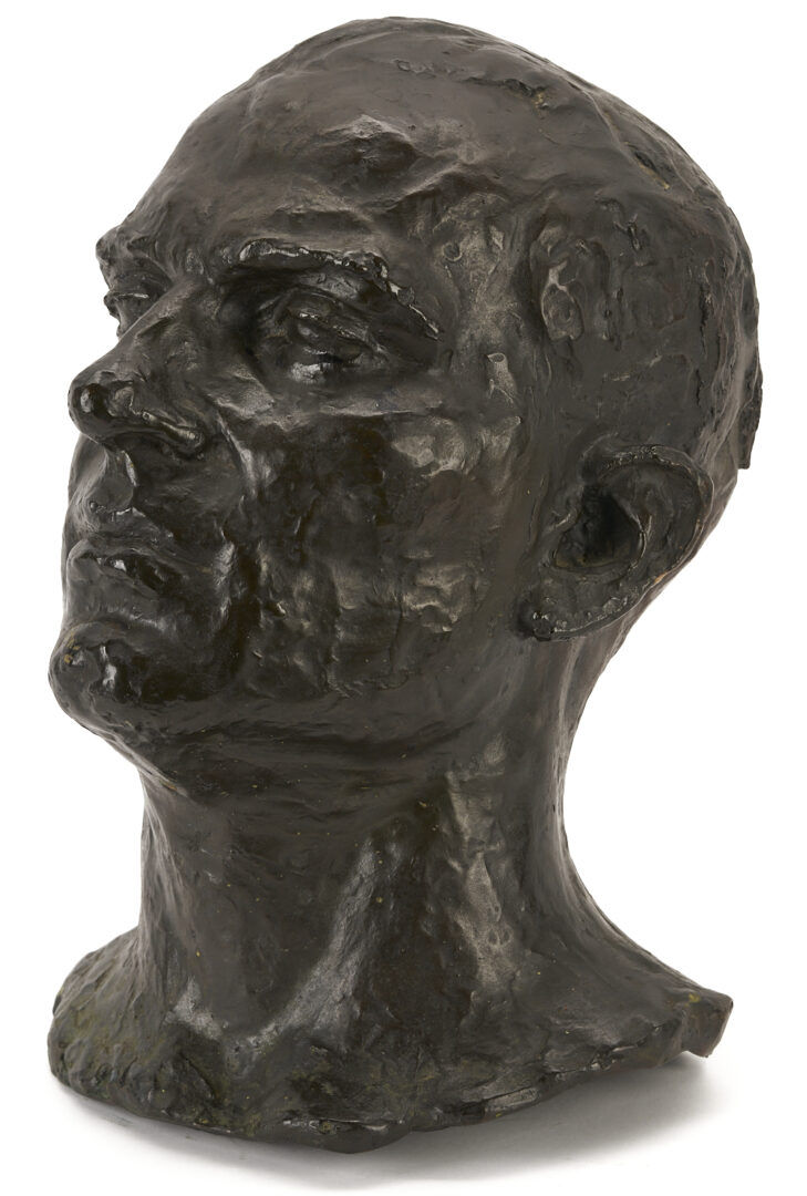 Lot 724: Bronze Male Head Sculpture, poss. Puryear Mims