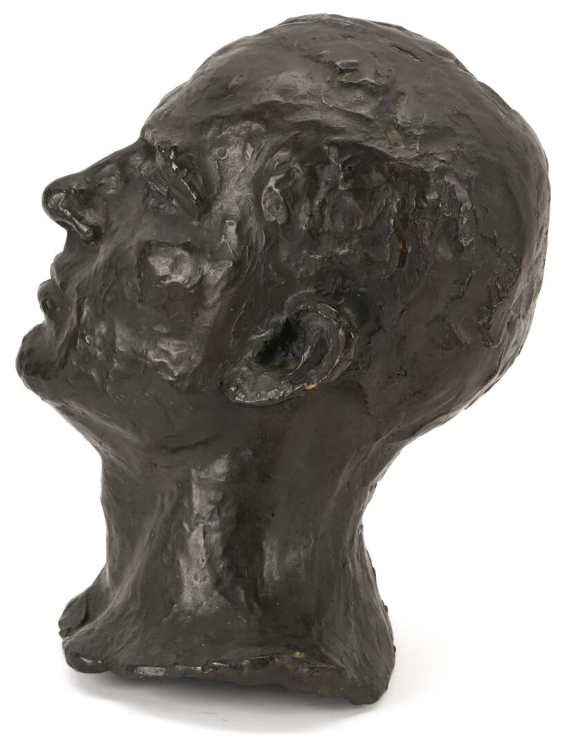 Lot 724: Bronze Male Head Sculpture, poss. Puryear Mims