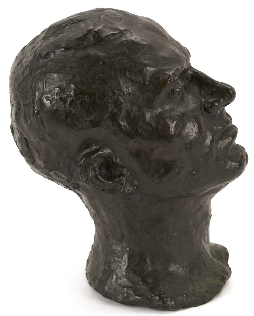 Lot 724: Bronze Male Head Sculpture, poss. Puryear Mims