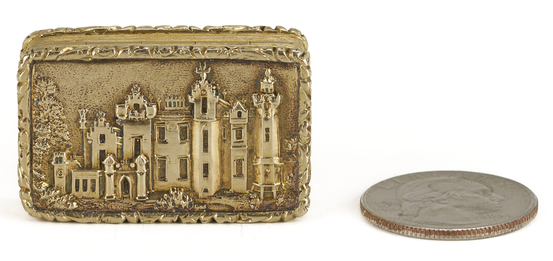 Lot 72: English Sterling Silver Castle Top Vinaigrette, 1833