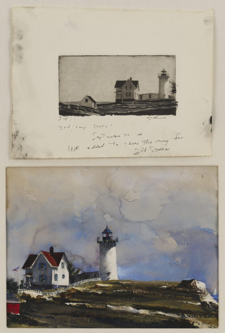 Lot 730: Stephen Scott Young Watercolor Landscape Plus Etching, White Rock
