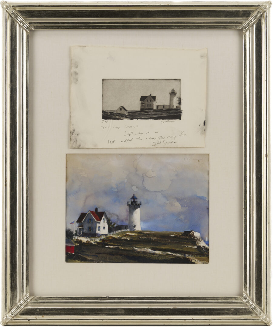 Lot 730: Stephen Scott Young Watercolor Landscape Plus Etching, White Rock