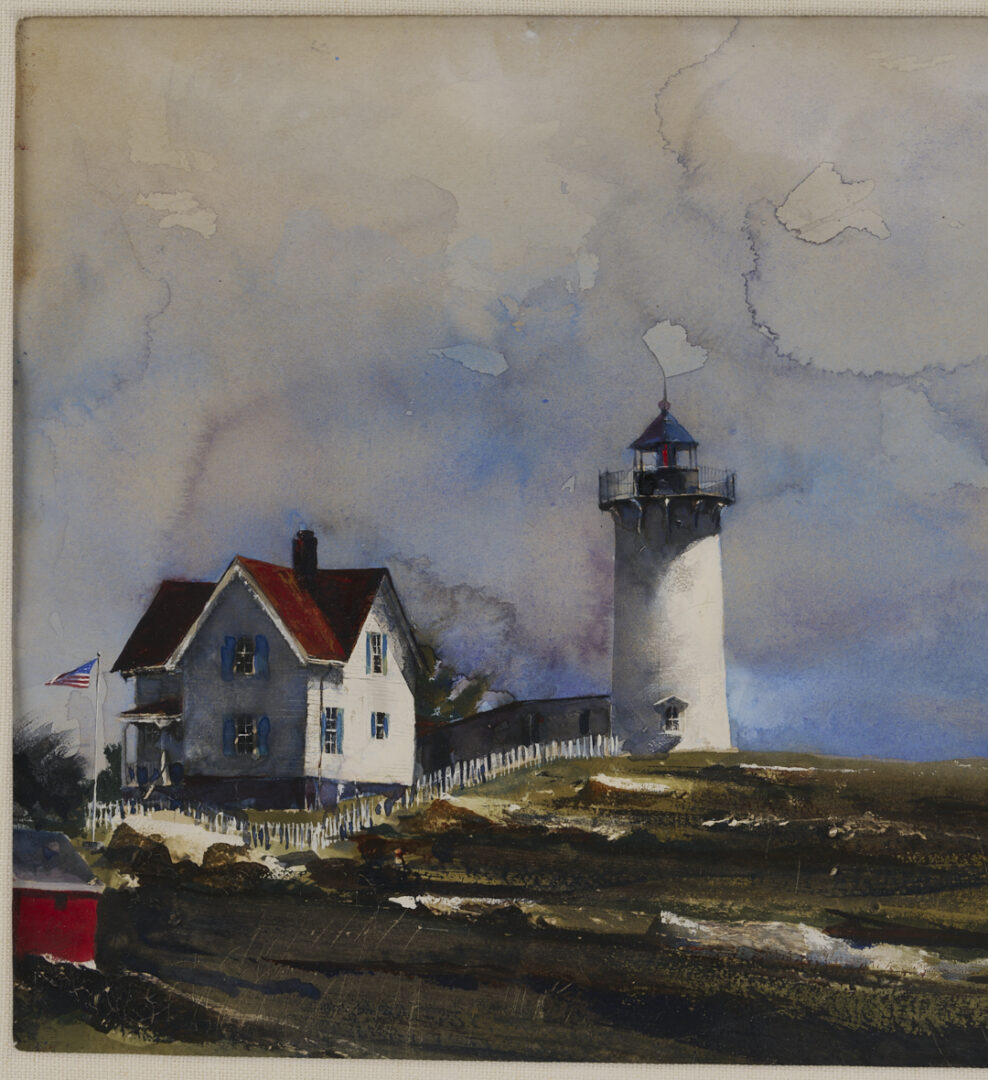 Lot 730: Stephen Scott Young Watercolor Landscape Plus Etching, White Rock