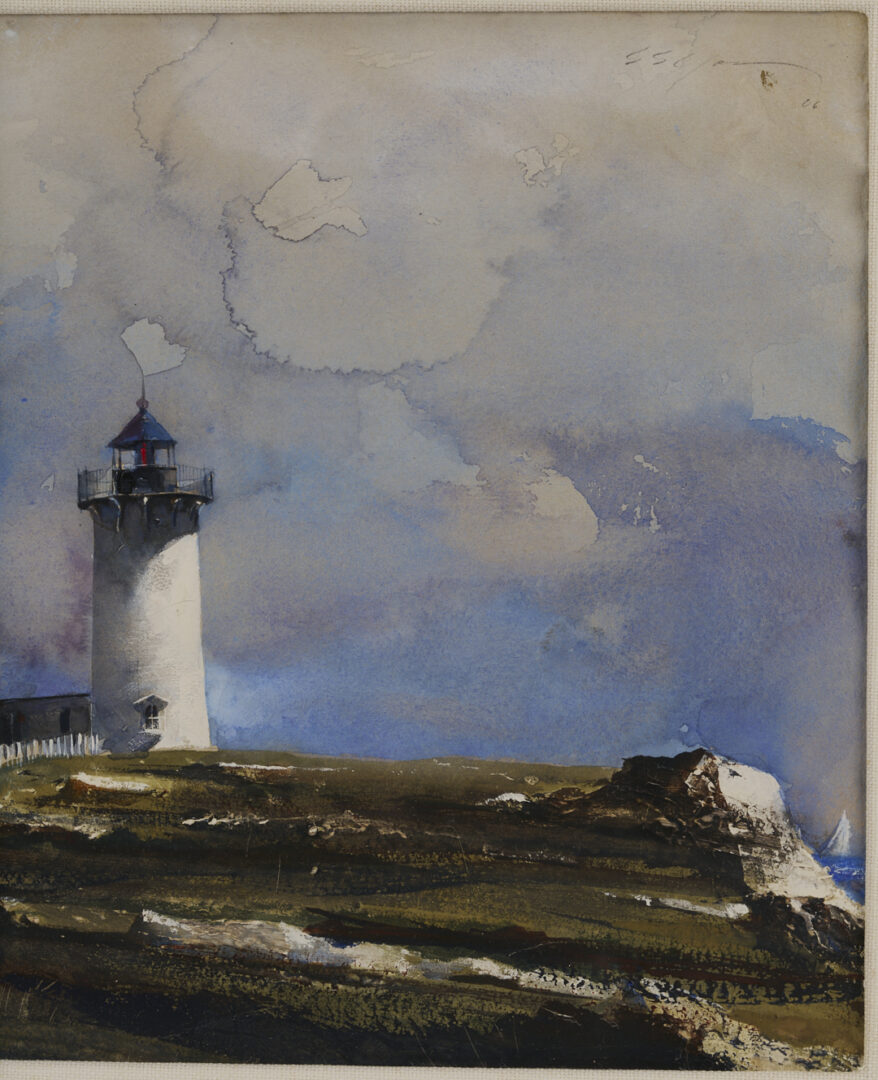 Lot 730: Stephen Scott Young Watercolor Landscape Plus Etching, White Rock
