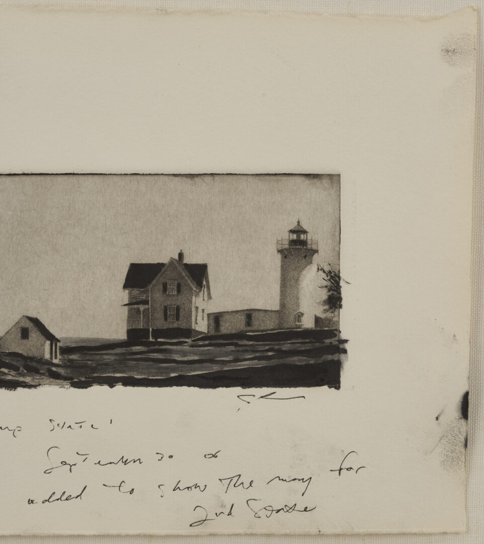 Lot 730: Stephen Scott Young Watercolor Landscape Plus Etching, White Rock