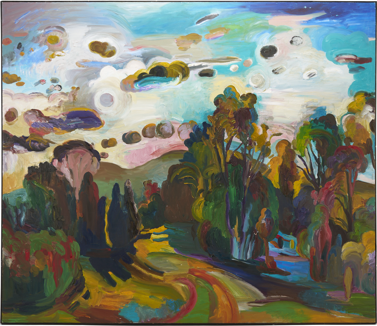 Lot 732: Large Nancy Friese O/C Expressionist Landscape