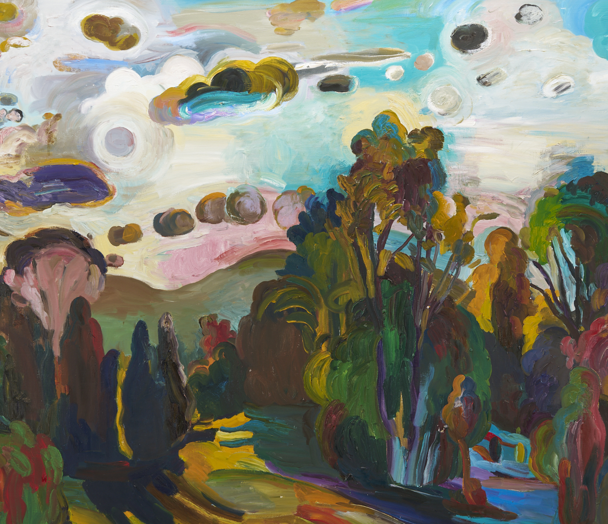 Lot 732: Large Nancy Friese O/C Expressionist Landscape