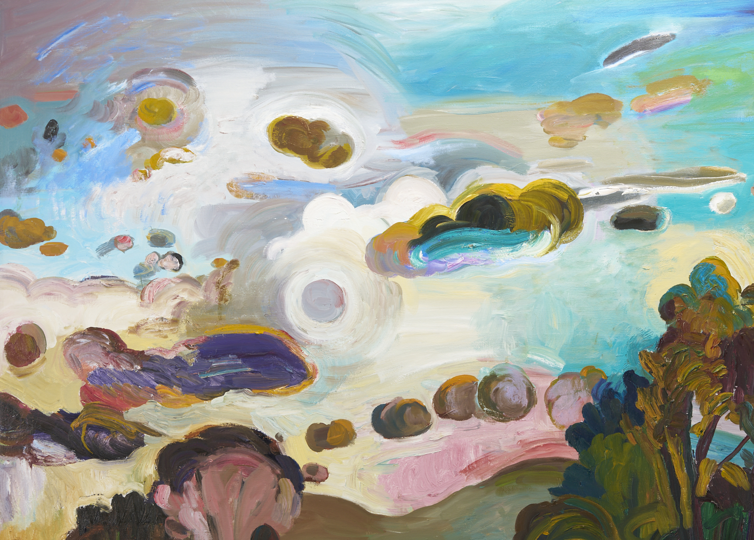Lot 732: Large Nancy Friese O/C Expressionist Landscape