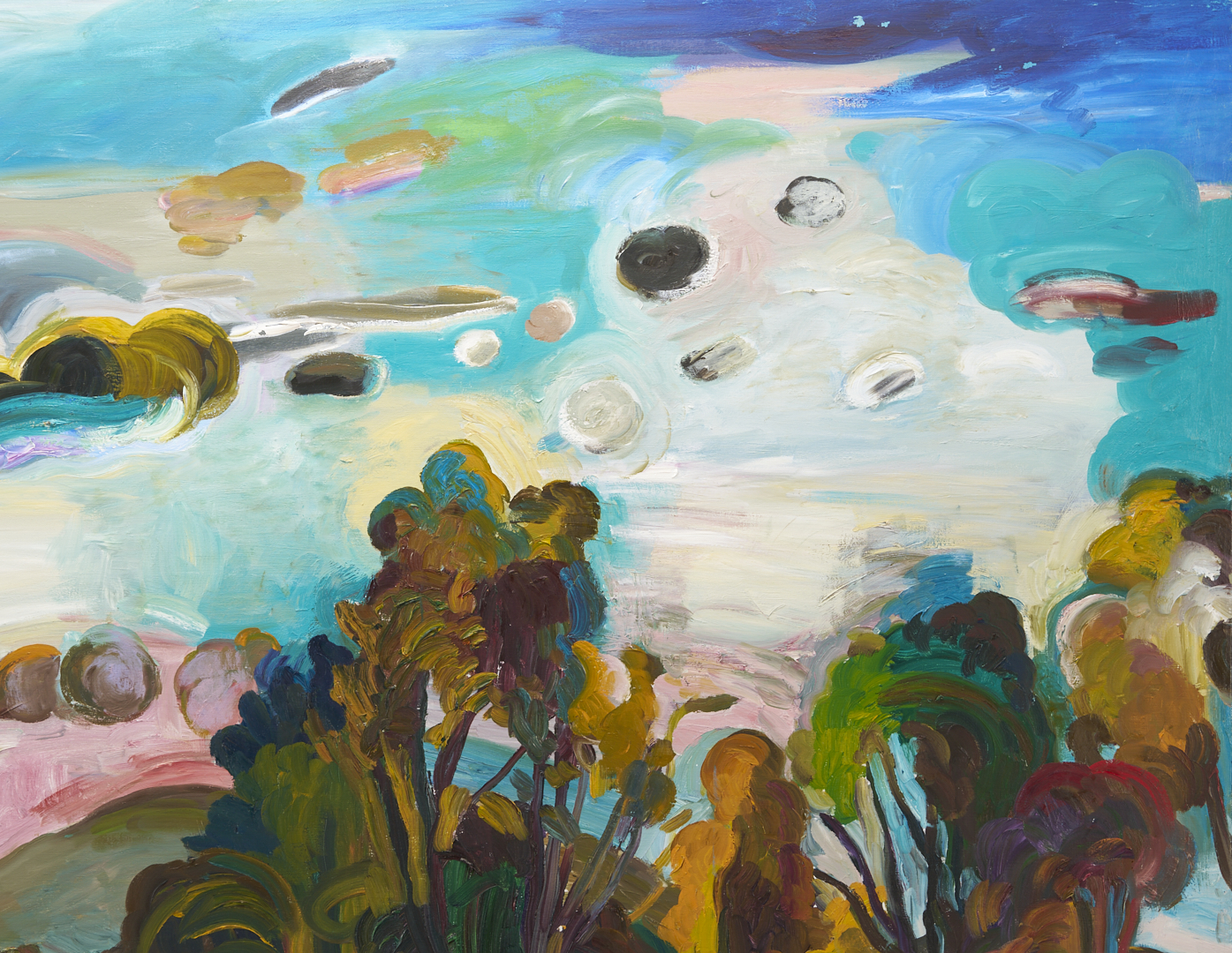 Lot 732: Large Nancy Friese O/C Expressionist Landscape