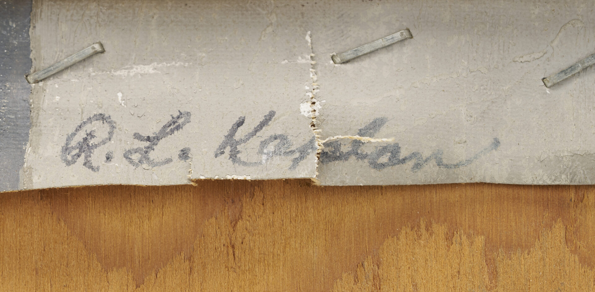 Lot 738: R. L. Kaplan Contemporary O/B Painting, Wall Street