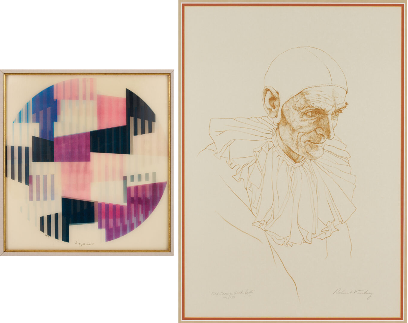 Lot 740: 2 Prints: Yaacov Agam Op Art and Robert Vickrey