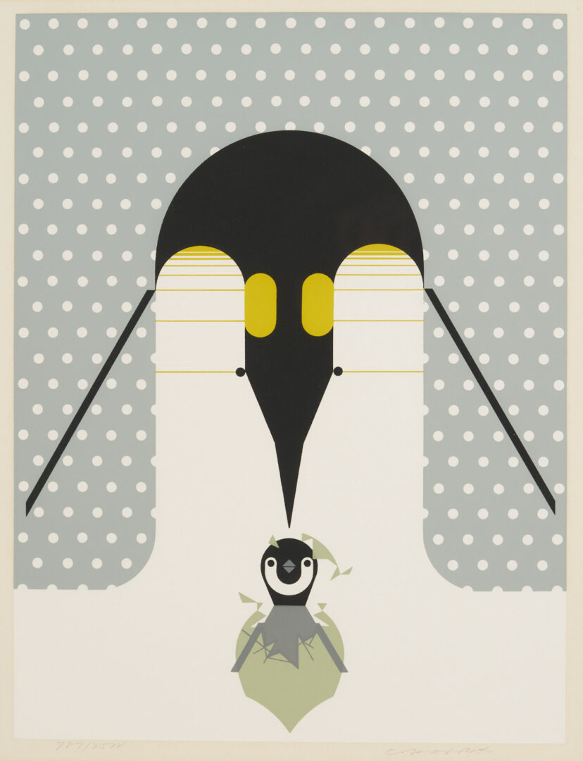 Lot 741: 2 Charley Harper Serigraphs, Hexit & Brrr Day, Plus 5 Signed Posters