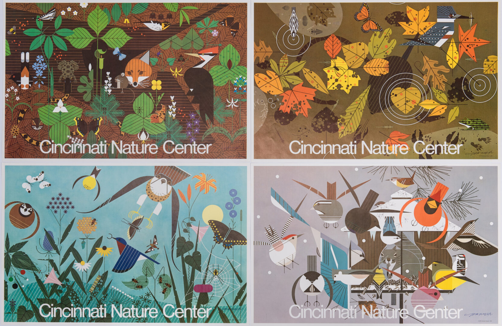 Lot 741: 2 Charley Harper Serigraphs, Hexit & Brrr Day, Plus 5 Signed Posters
