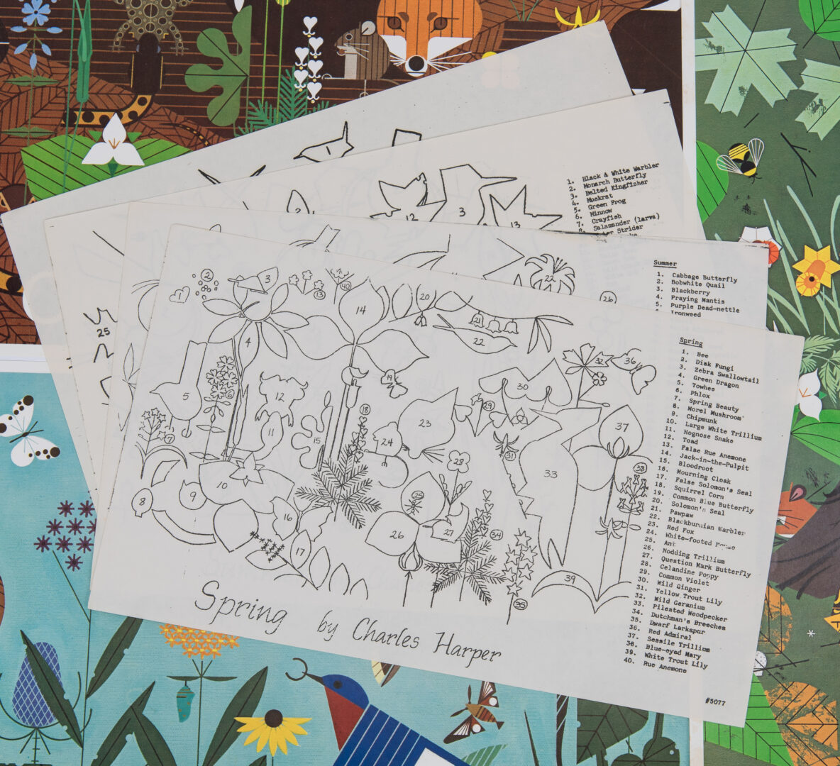 Lot 741: 2 Charley Harper Serigraphs, Hexit & Brrr Day, Plus 5 Signed Posters