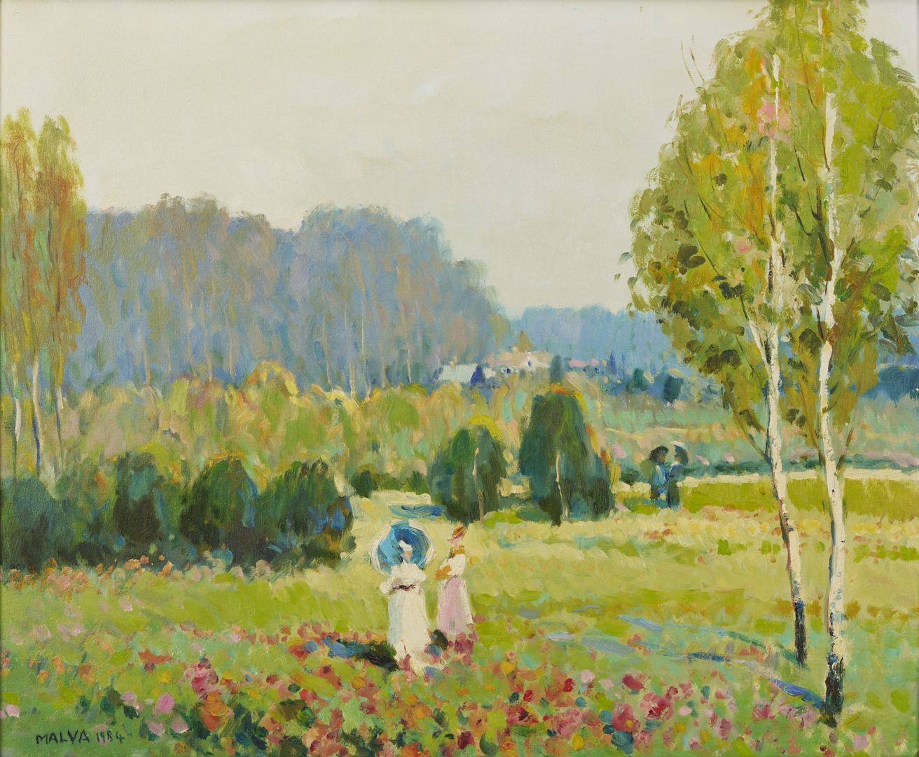 Lot 744: Malva Hamdi O/C Impressionist Landscape Painting