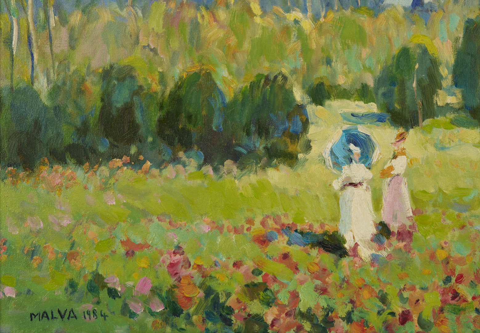 Lot 744: Malva Hamdi O/C Impressionist Landscape Painting