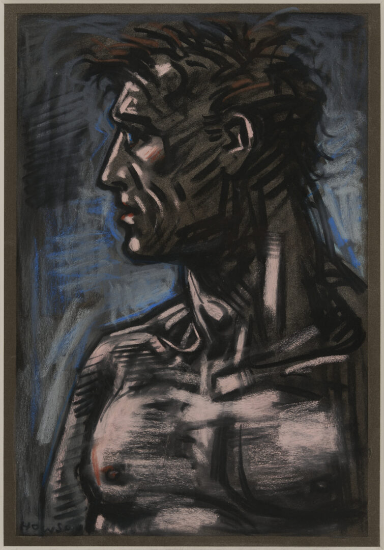 Lot 745: Peter Howson Pastel & Chalk Portrait