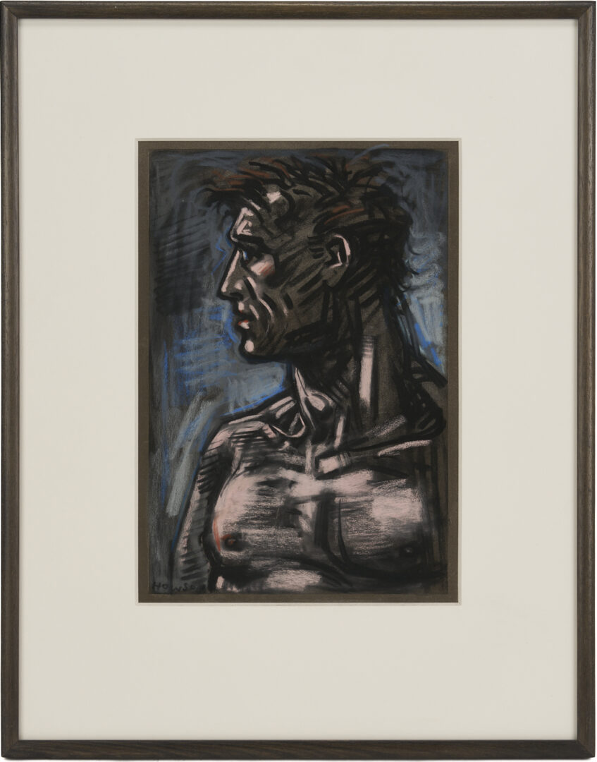 Lot 745: Peter Howson Pastel & Chalk Portrait