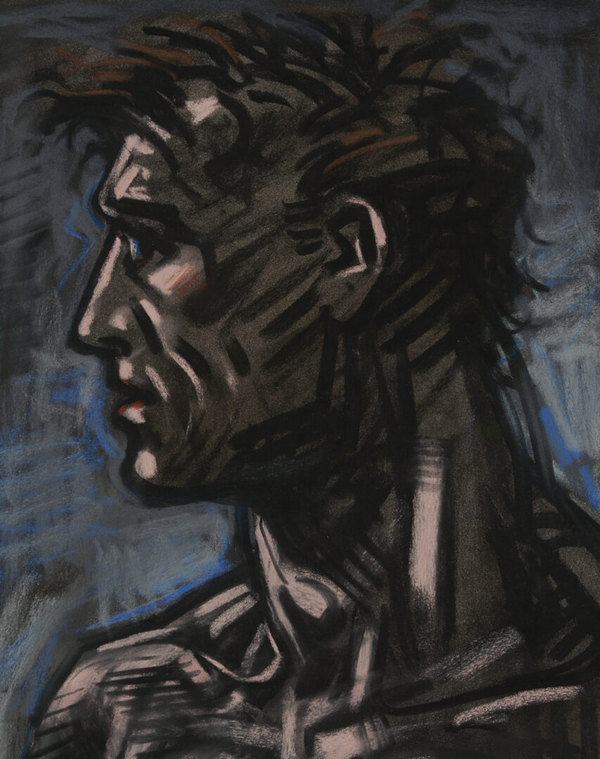 Lot 745: Peter Howson Pastel & Chalk Portrait