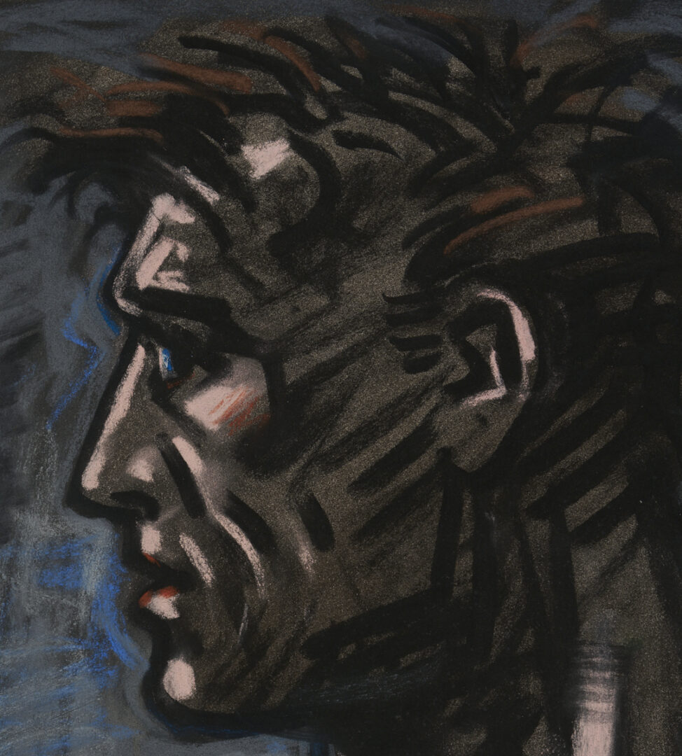 Lot 745: Peter Howson Pastel & Chalk Portrait