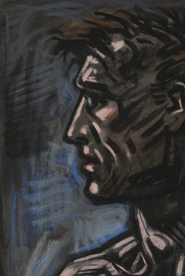 Lot 745: Peter Howson Pastel & Chalk Portrait